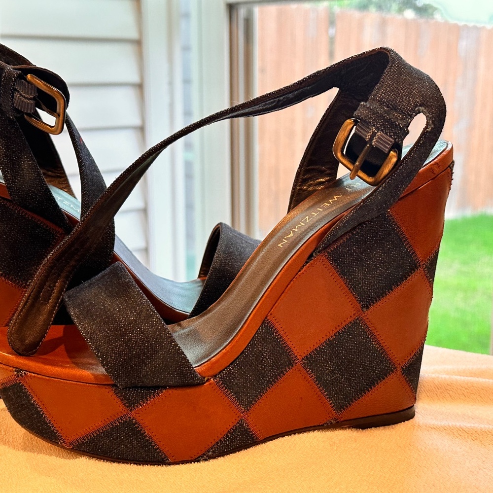Stuart Weitzman Letsdance Patchwork Wedge Sandal,… - image 6